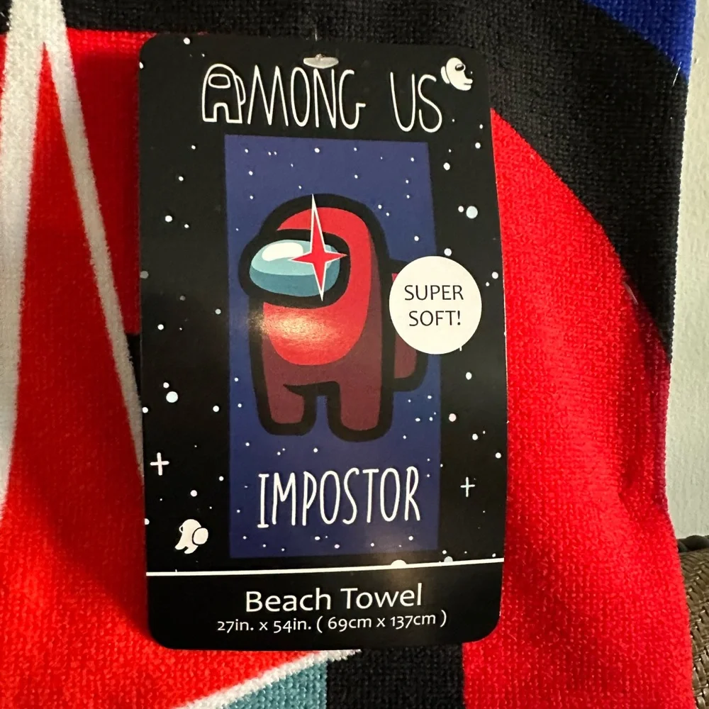 Among Us Red Impostor Beach Towel